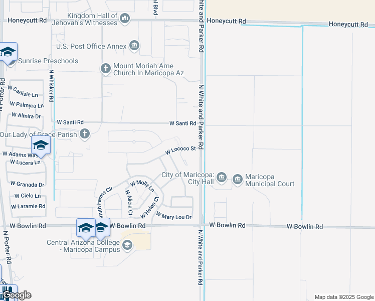 map of restaurants, bars, coffee shops, grocery stores, and more near 40005 West Lococo Street in Maricopa
