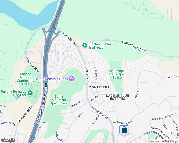 map of restaurants, bars, coffee shops, grocery stores, and more near 18534 Wessex Street in San Diego