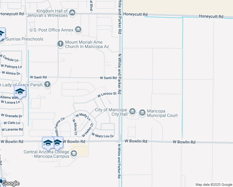 map of restaurants, bars, coffee shops, grocery stores, and more near 39695 West Lococo Street in Maricopa