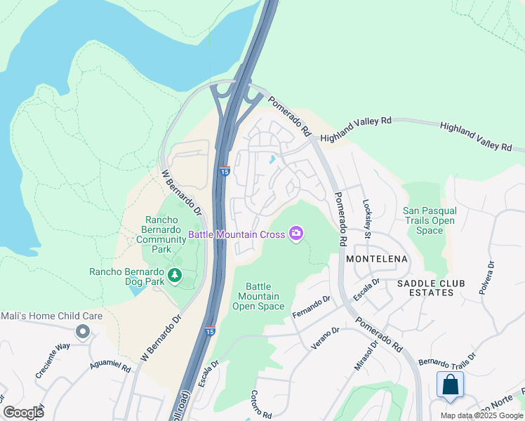 map of restaurants, bars, coffee shops, grocery stores, and more near 18502 Caminito Pasadero in San Diego