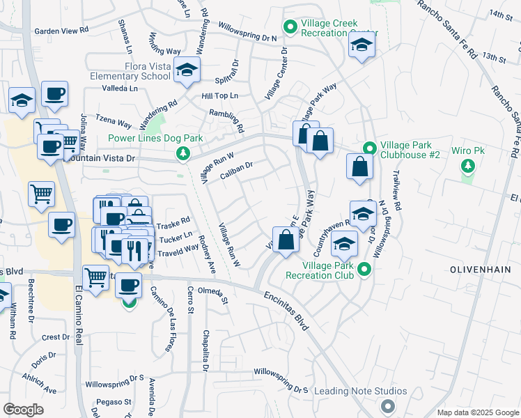 map of restaurants, bars, coffee shops, grocery stores, and more near 1759 Red Barn Road in Encinitas