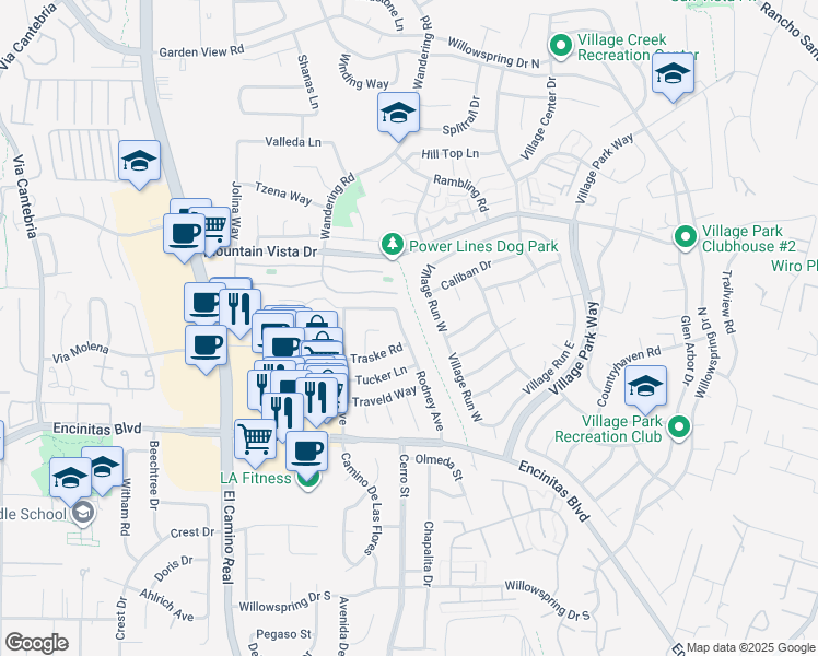 map of restaurants, bars, coffee shops, grocery stores, and more near 269 Rodney Avenue in Encinitas
