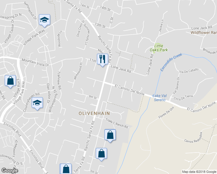 map of restaurants, bars, coffee shops, grocery stores, and more near 2433 El Camino Del Norte in Encinitas