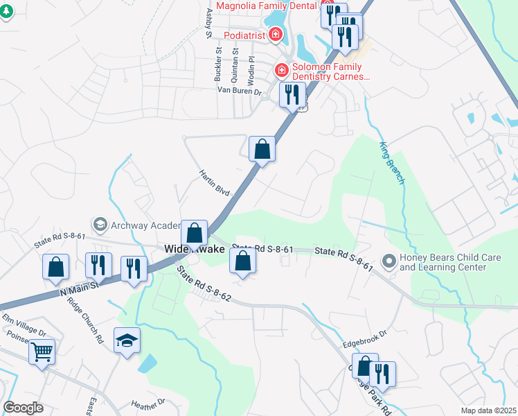 map of restaurants, bars, coffee shops, grocery stores, and more near 234 South Lamplighter Lane in Summerville