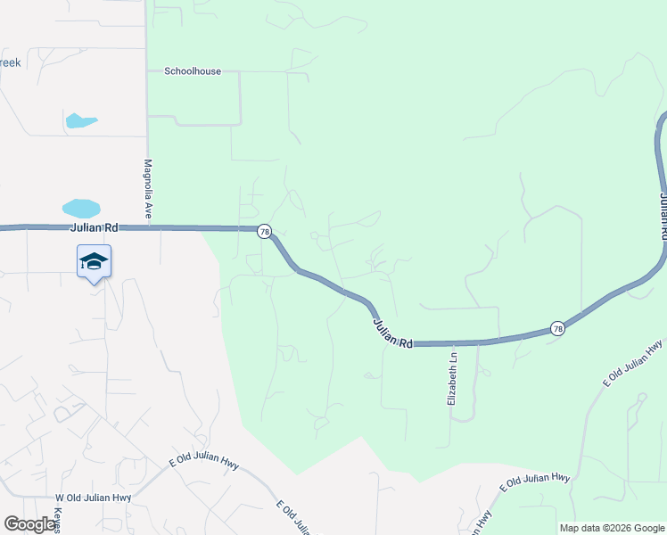 map of restaurants, bars, coffee shops, grocery stores, and more near 18434 Ramona View Drive in Ramona