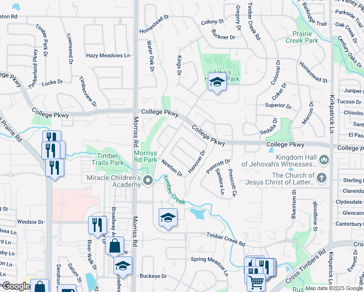 map of restaurants, bars, coffee shops, grocery stores, and more near 1816 Ingleside Drive in Flower Mound