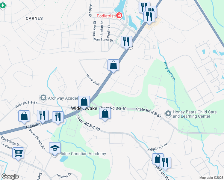 map of restaurants, bars, coffee shops, grocery stores, and more near 234 South Lamplighter Lane in Summerville