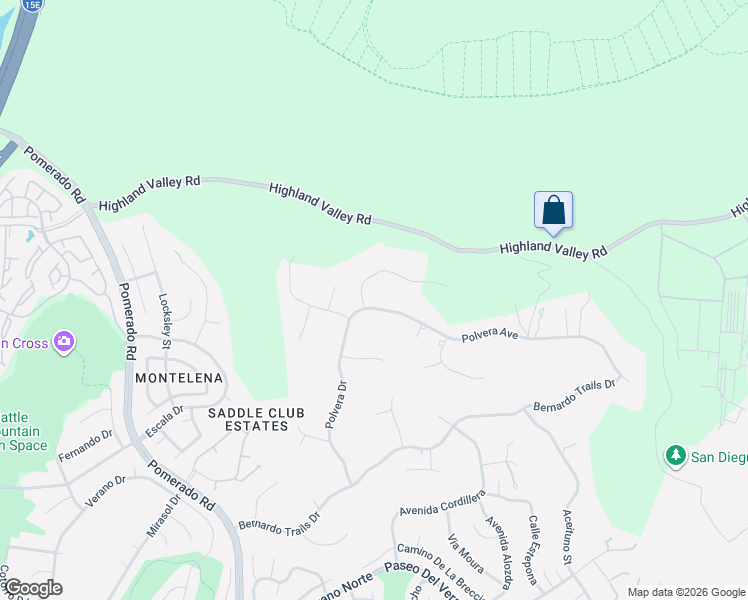 map of restaurants, bars, coffee shops, grocery stores, and more near 12916 Polvera Avenue in San Diego