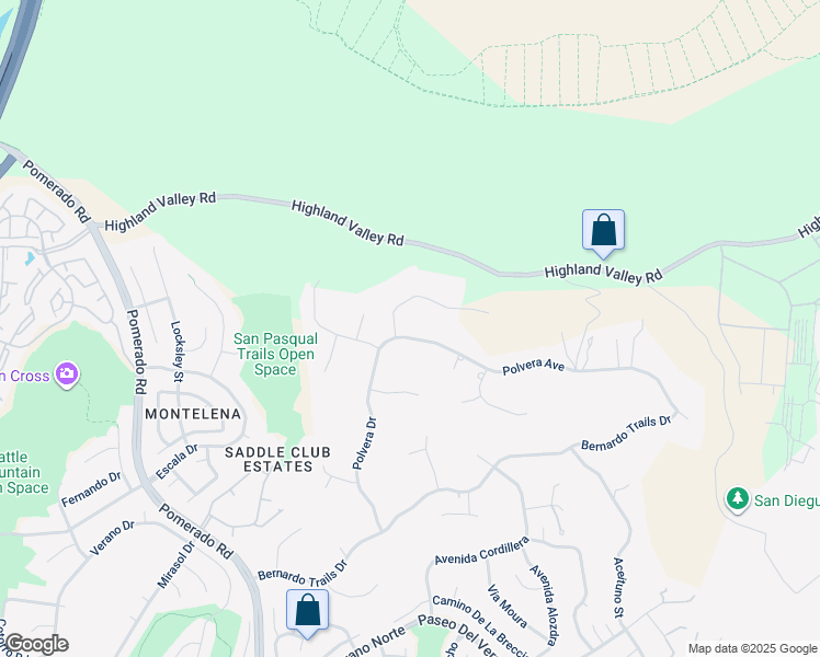 map of restaurants, bars, coffee shops, grocery stores, and more near 12916 Polvera Avenue in San Diego