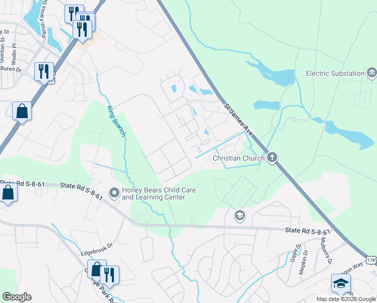 map of restaurants, bars, coffee shops, grocery stores, and more near 13305 Brookstone Way in Summerville