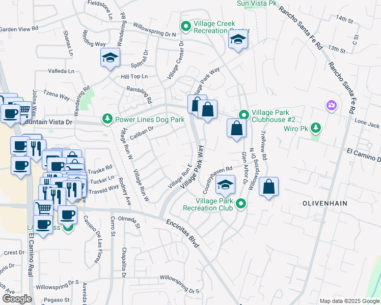 map of restaurants, bars, coffee shops, grocery stores, and more near 1842 Stonebrook Lane in Encinitas