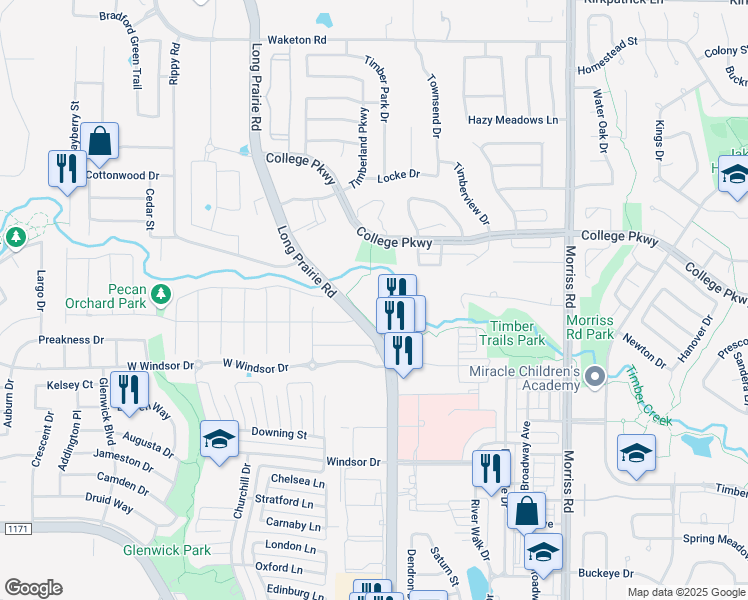 map of restaurants, bars, coffee shops, grocery stores, and more near 4650 Long Prairie Road in Flower Mound