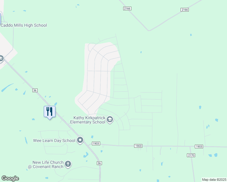 map of restaurants, bars, coffee shops, grocery stores, and more near 3065 Farm to Market Road 1903 in Caddo Mills