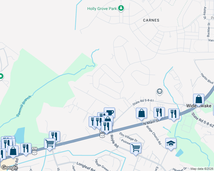 map of restaurants, bars, coffee shops, grocery stores, and more near 148 Clydesdale Circle in Summerville