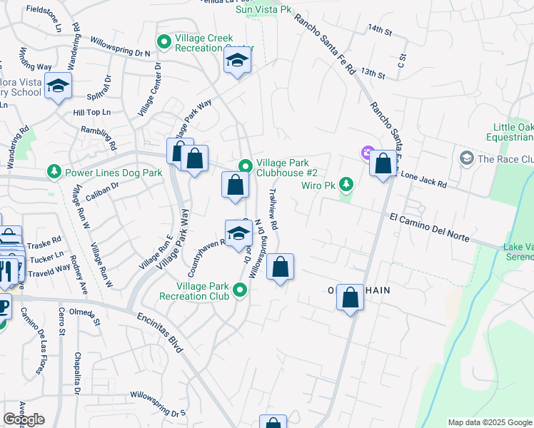 map of restaurants, bars, coffee shops, grocery stores, and more near 324 Trailview Road in Encinitas