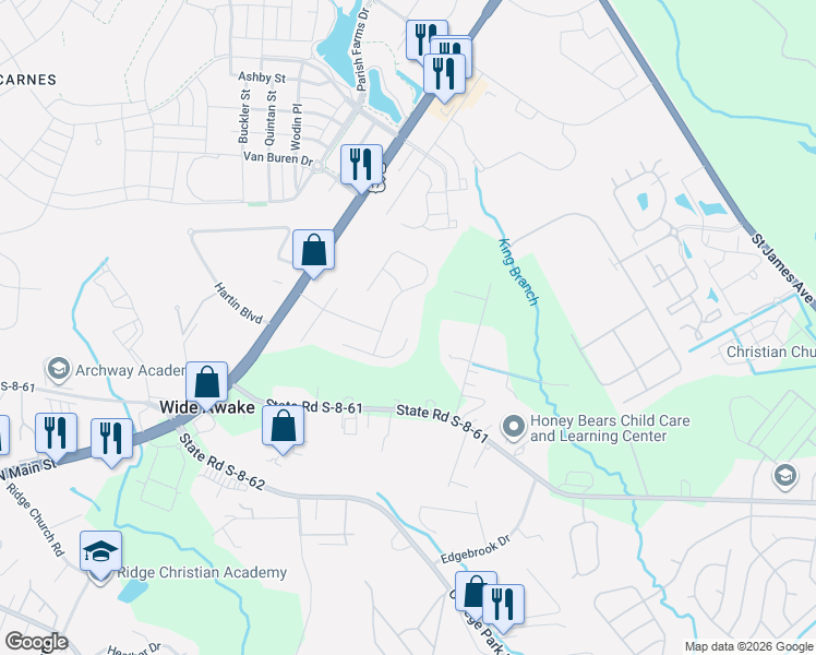 map of restaurants, bars, coffee shops, grocery stores, and more near 441 Jamestown Drive in Summerville