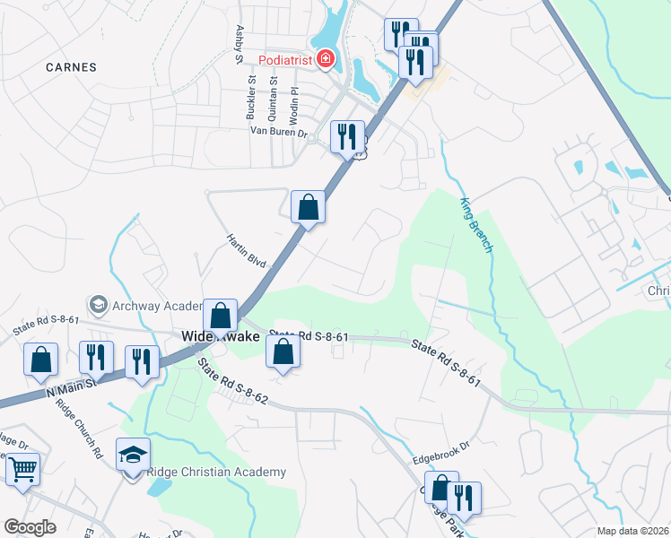 map of restaurants, bars, coffee shops, grocery stores, and more near 312 Jamestown Drive in Summerville