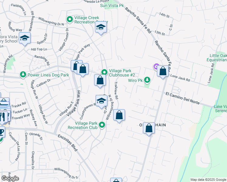 map of restaurants, bars, coffee shops, grocery stores, and more near 340 Trailview Road in Encinitas