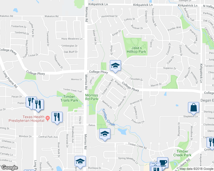 map of restaurants, bars, coffee shops, grocery stores, and more near 1900 Fairhaven Court in Flower Mound