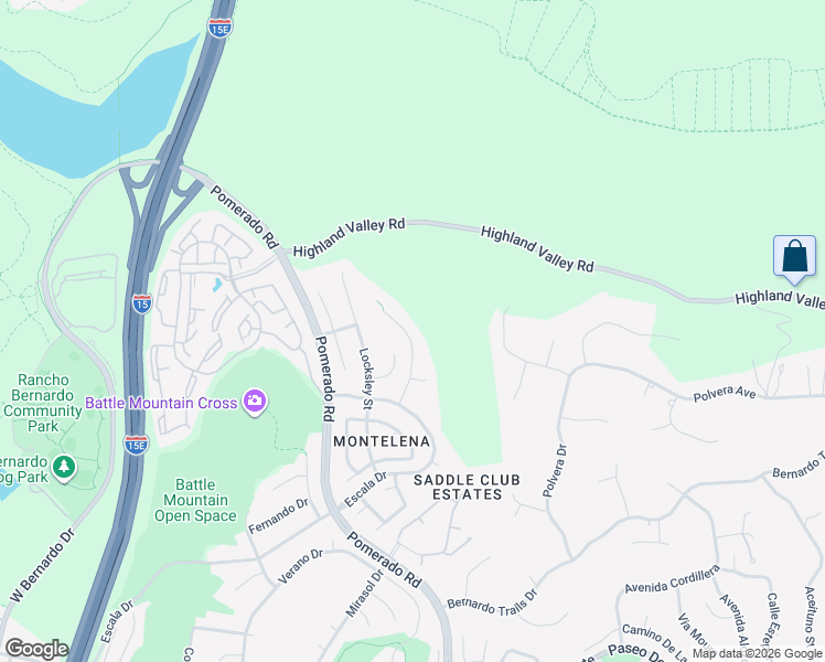 map of restaurants, bars, coffee shops, grocery stores, and more near 18635 Lancashire Way in San Diego