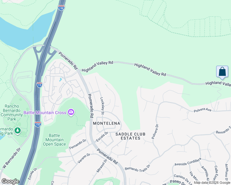 map of restaurants, bars, coffee shops, grocery stores, and more near 18635 Lancashire Way in San Diego