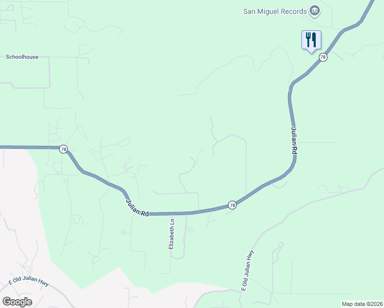 map of restaurants, bars, coffee shops, grocery stores, and more near 18494 Paseo Pantera in Ramona
