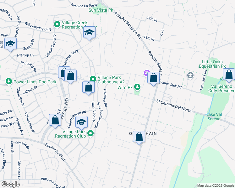 map of restaurants, bars, coffee shops, grocery stores, and more near 2210 Running Spring Place in Encinitas