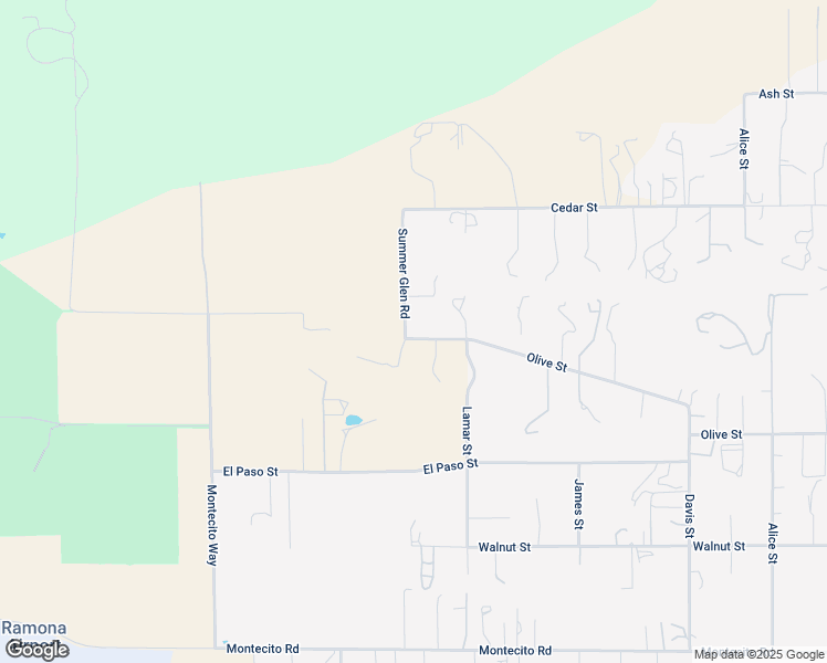map of restaurants, bars, coffee shops, grocery stores, and more near 2125 Olive Street in Ramona