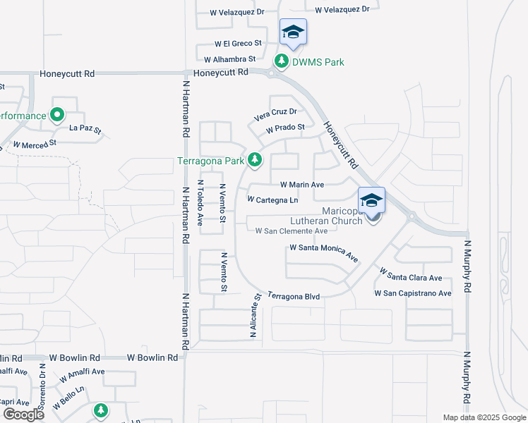 map of restaurants, bars, coffee shops, grocery stores, and more near 36268 West San Pedro Drive in Maricopa