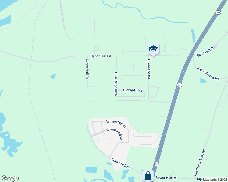 map of restaurants, bars, coffee shops, grocery stores, and more near 11901 Glen Ridge Blvd in Moundville