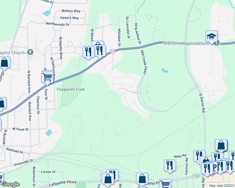 map of restaurants, bars, coffee shops, grocery stores, and more near 205 Freshwater Court in LaGrange