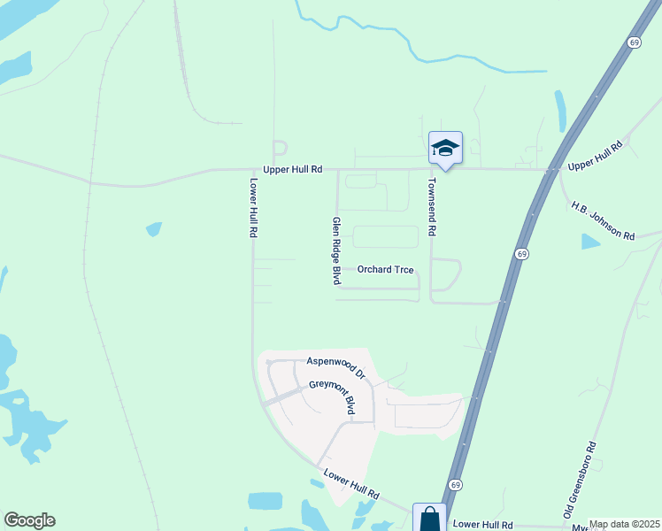 map of restaurants, bars, coffee shops, grocery stores, and more near 11901 Glen Ridge Boulevard in Moundville