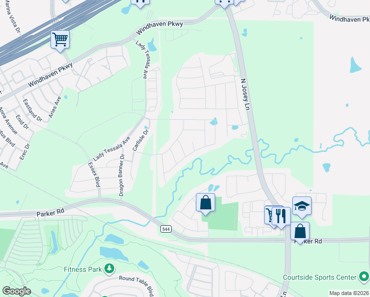 map of restaurants, bars, coffee shops, grocery stores, and more near Crider Road in Lewisville