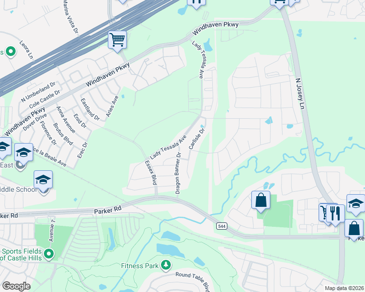 map of restaurants, bars, coffee shops, grocery stores, and more near 817 Dragon Banner Drive in Lewisville