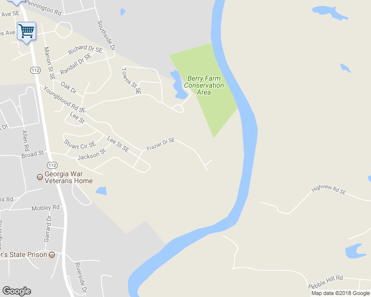 map of restaurants, bars, coffee shops, grocery stores, and more near 205 Frazier Drive Southeast in Milledgeville