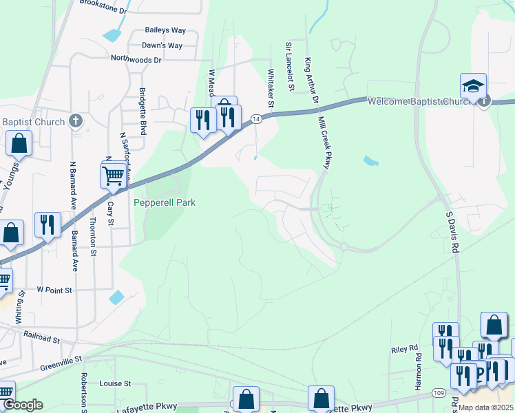 map of restaurants, bars, coffee shops, grocery stores, and more near 122 Shenandoah Lane in LaGrange
