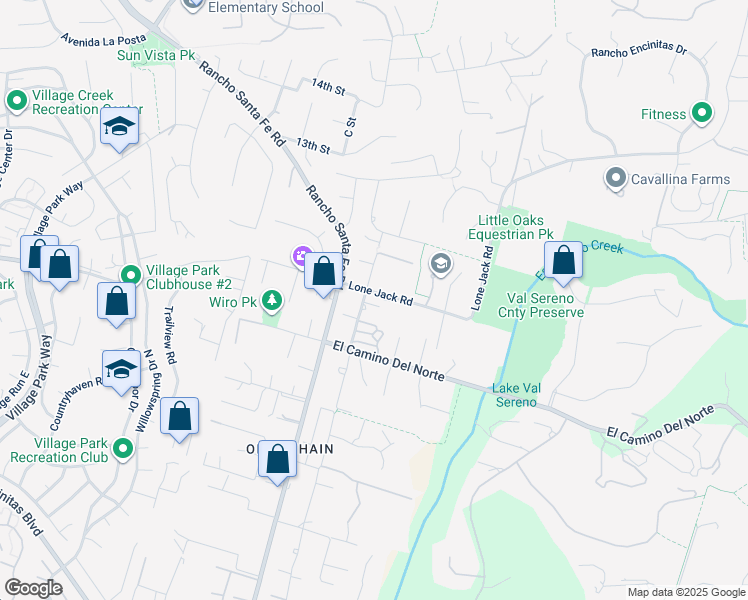 map of restaurants, bars, coffee shops, grocery stores, and more near 2531 Lone Jack Road in Encinitas