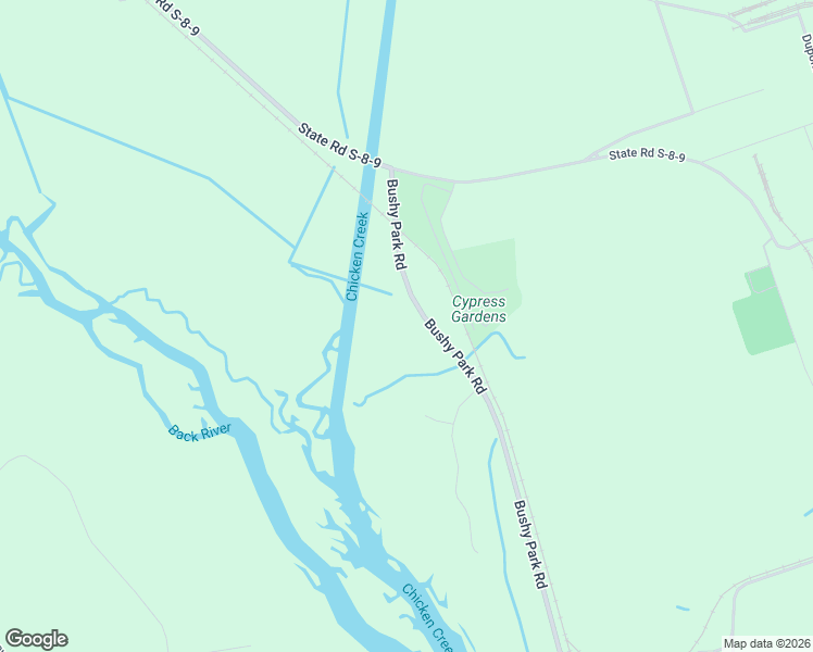 map of restaurants, bars, coffee shops, grocery stores, and more near 2997 Bushy Park Road in Moncks Corner