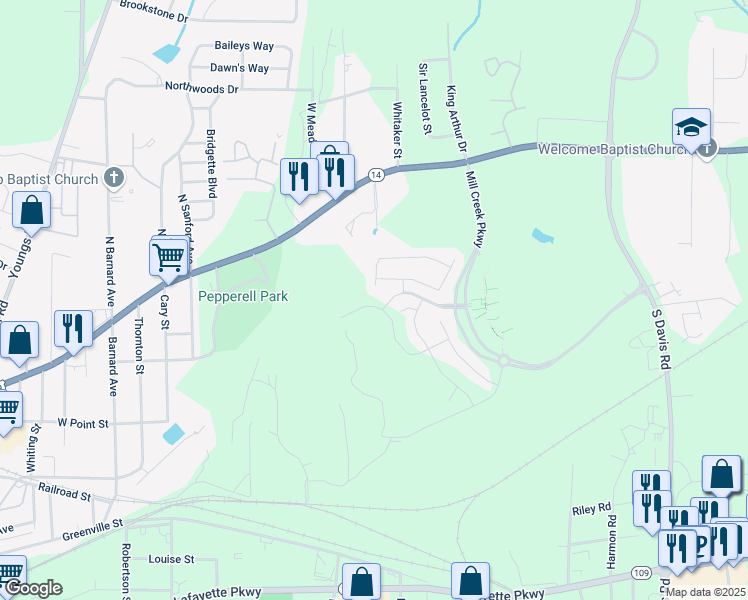 map of restaurants, bars, coffee shops, grocery stores, and more near 124 Shenandoah Lane in LaGrange