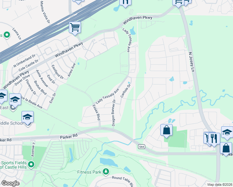 map of restaurants, bars, coffee shops, grocery stores, and more near 817 Dragon Banner Drive in Lewisville