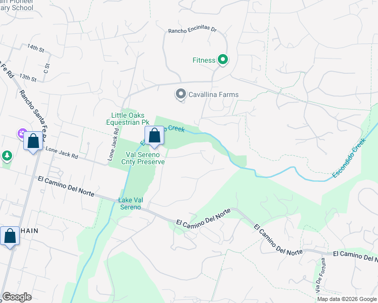 map of restaurants, bars, coffee shops, grocery stores, and more near 3140 Via De Caballo in Encinitas