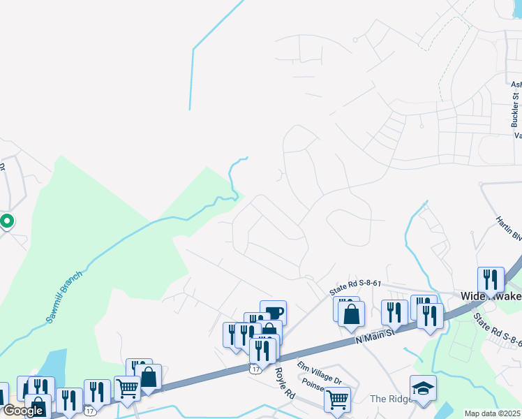 map of restaurants, bars, coffee shops, grocery stores, and more near 131 Apryl Lane in Summerville