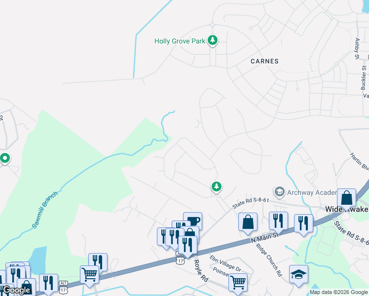 map of restaurants, bars, coffee shops, grocery stores, and more near 131 Apryl Lane in Summerville