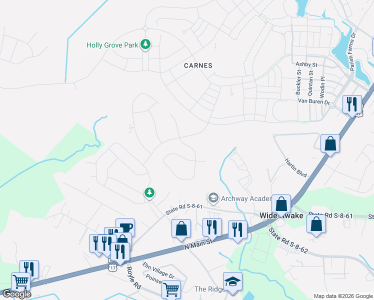 map of restaurants, bars, coffee shops, grocery stores, and more near 209 Fiddleback Drive in Summerville
