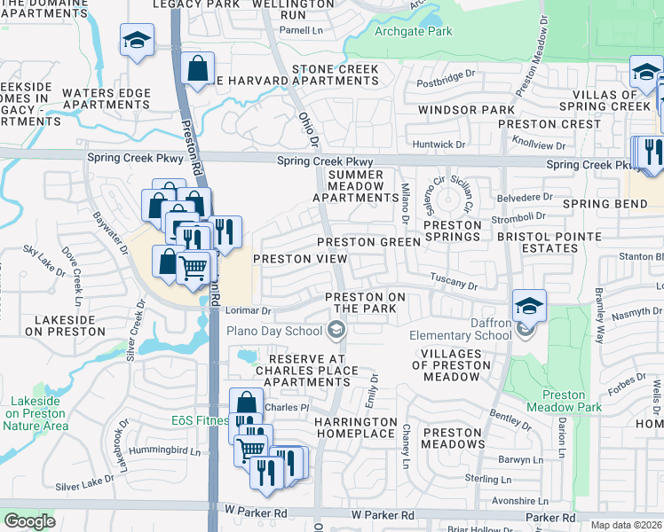 map of restaurants, bars, coffee shops, grocery stores, and more near 4705 Holly Berry Drive in Plano