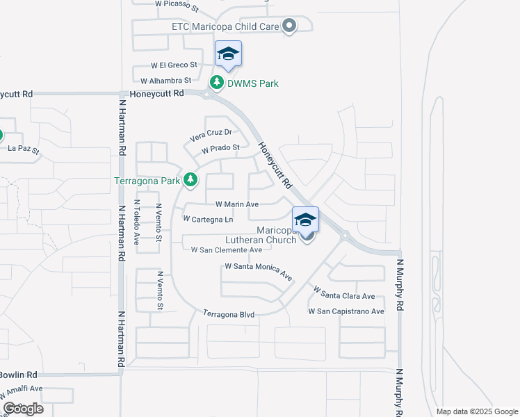 map of restaurants, bars, coffee shops, grocery stores, and more near 35970 West Marin Avenue in Maricopa