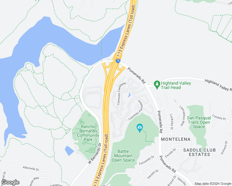 map of restaurants, bars, coffee shops, grocery stores, and more near 18812 Caminito La Torre in San Diego