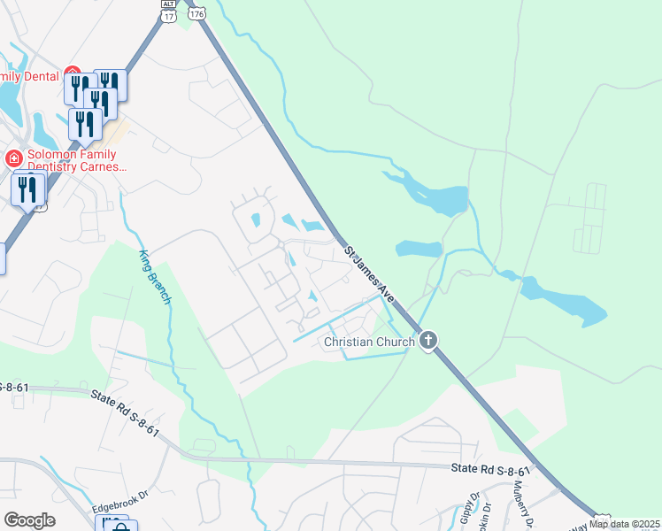 map of restaurants, bars, coffee shops, grocery stores, and more near 200 Comet Creek Lane in Summerville