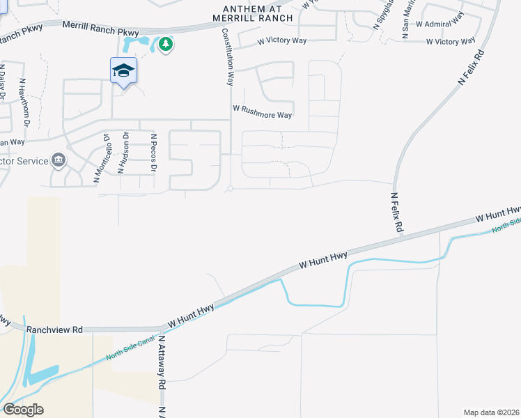 map of restaurants, bars, coffee shops, grocery stores, and more near 2257 North Hidden Canyon Drive in Florence