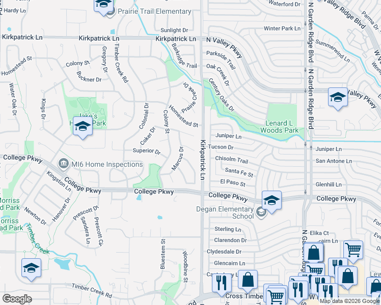 map of restaurants, bars, coffee shops, grocery stores, and more near 1113 Christie Court in Flower Mound